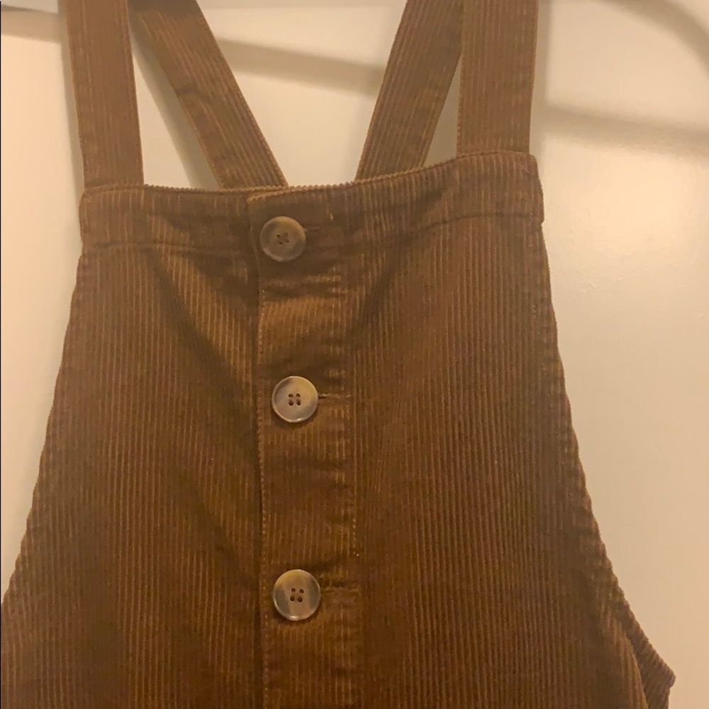Brown corduroy overall dress